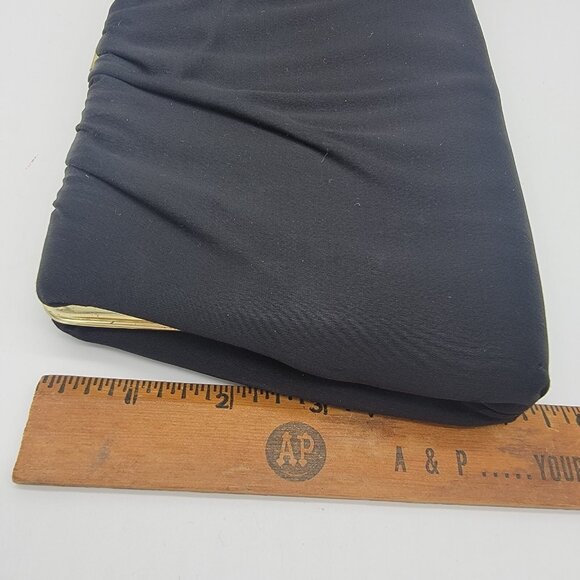 Vintage Harry‎ Levine HL USA Black Fabric Classic Evening Clutch Chain Purse EUC - Picture 2 of 5